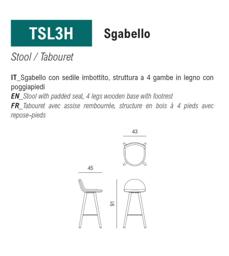 Sgabello Ted - Viganò Office