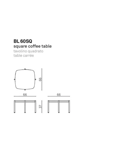 BL 60QS Blade Square Coffee Table - True