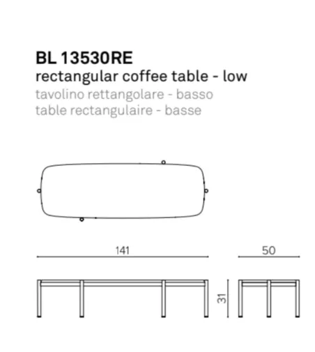 Blade BL 13530RE Rechteckiger Couchtisch - True