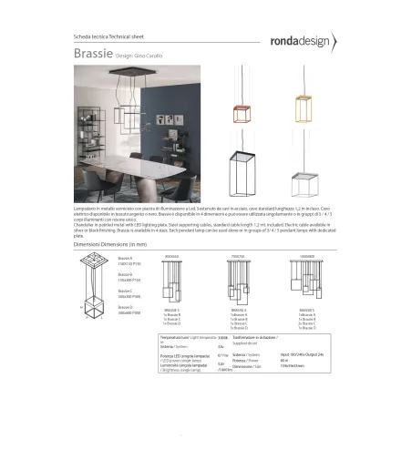 Lampada a Sospensione Brassie B - Ronda Design