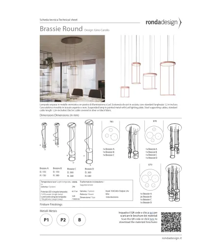 Lampada a Sospensione Brassie Round B - Ronda Design