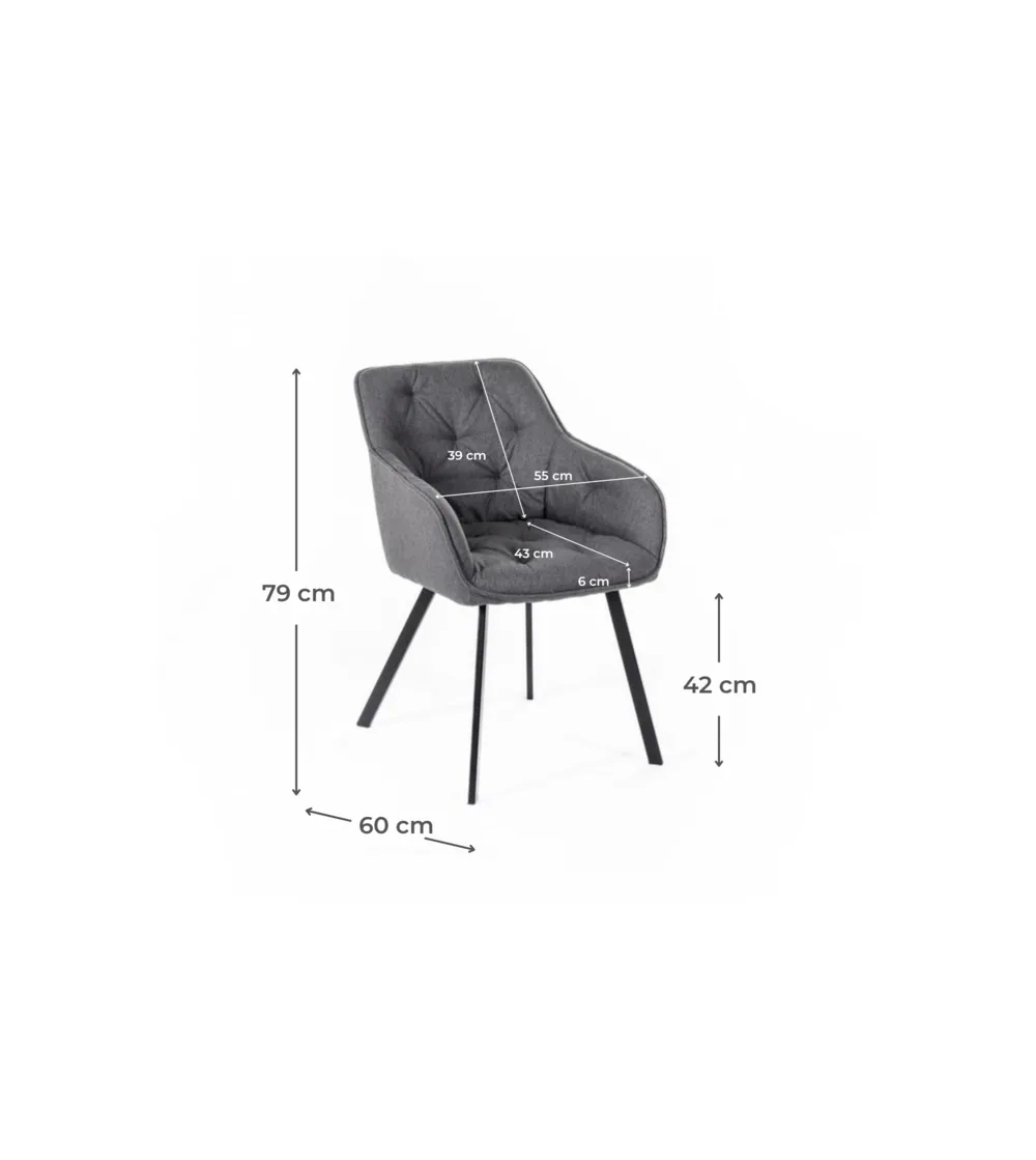 Ensemble de 2 Chaises Elsa Gris Foncé...
