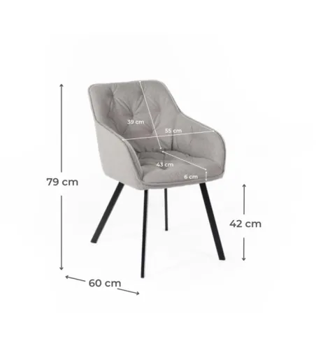 Juego de 2 Sillas Elsa Gris Claro - Stones