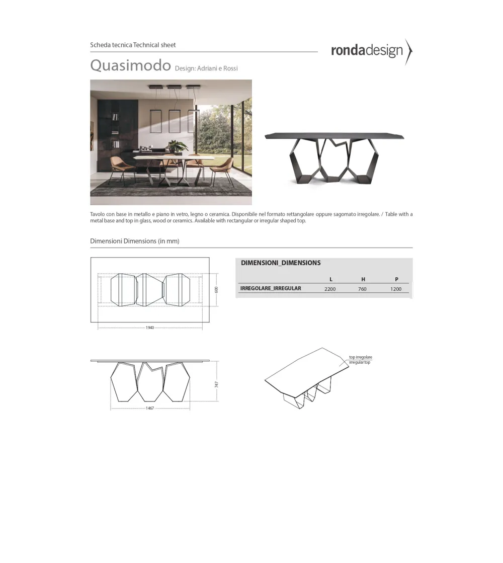 Ronda Design - Quasimodo Irregular Table