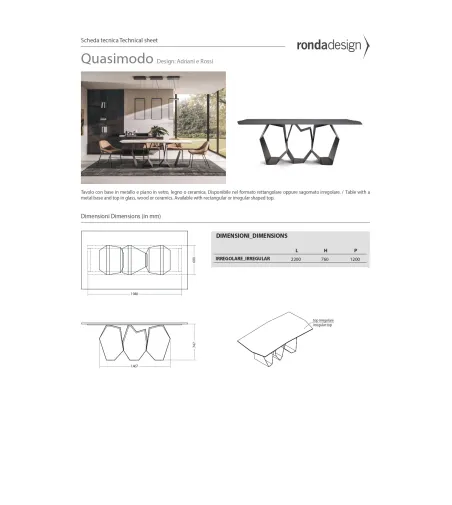 Tavolo Irregolare Quasimodo - Ronda Design