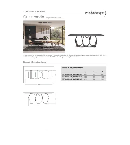 Table Rectangulaire Quasimodo - Ronda Design