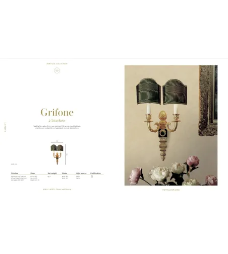Applique Murale à Deux Lumières Grifone - Laudarte