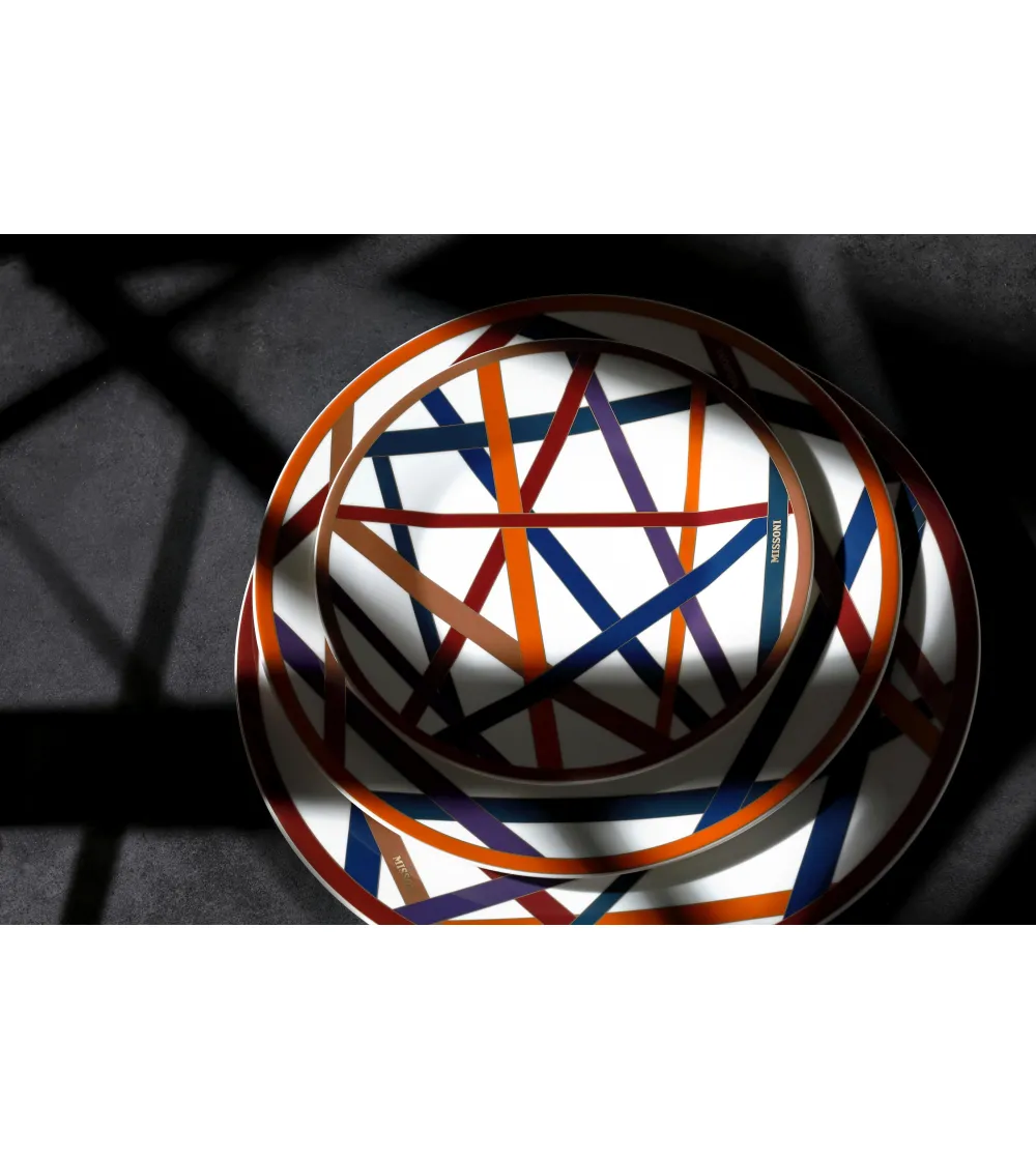Set 6 Piatti Fondi Nastri Multicolor...