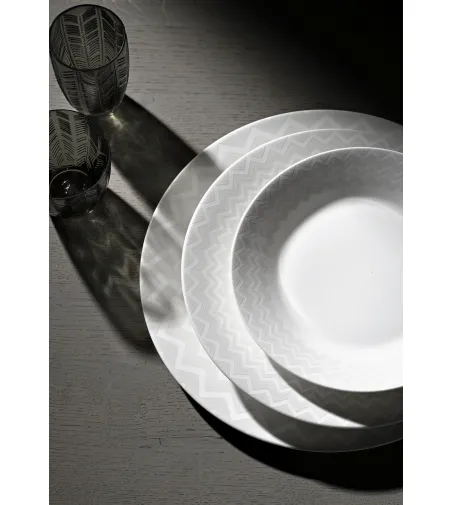 Missoni - Set mit 6 Zig Zag White Desserttellern