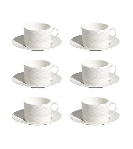 Luxury Box avec 6 Tasses à Thé Zig Zag White - Missoni