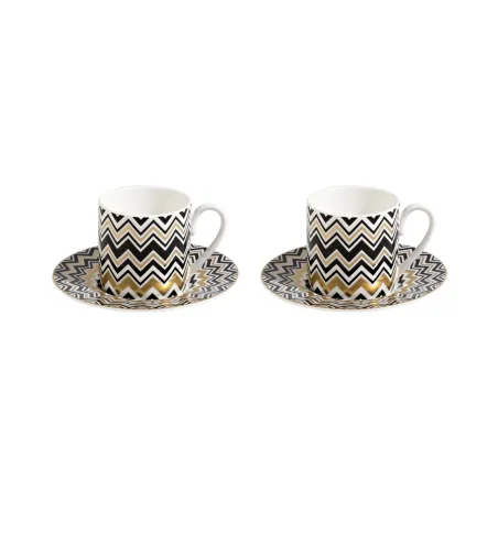 Luxury Box con 2 Tazas de Café Zig Zag Gold - Missoni