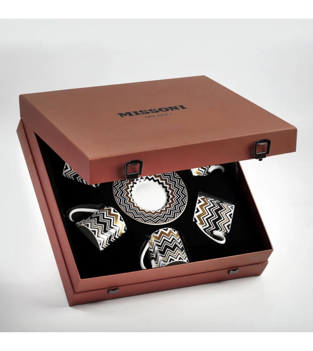 Luxury Box con 6 Tazze da Caffè Zig Zag Gold - Missoni