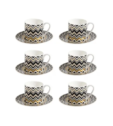 Luxury Box con 6 Tazze da Caffè Zig Zag Gold - Missoni