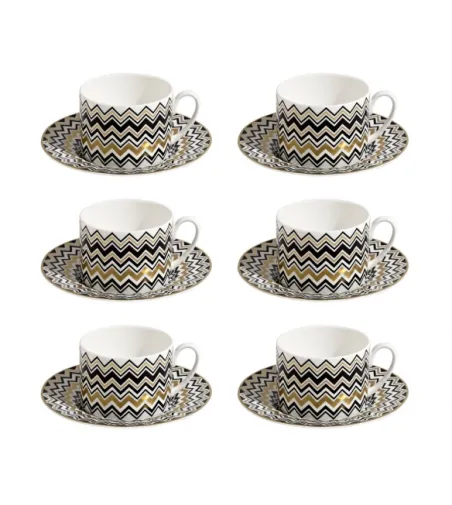 Luxury Box con 6 Tazas de Té Zig Zag Gold - Missoni