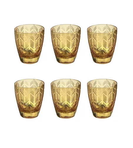 Missoni - Set of 6 Zig Zag Amber Wine Glasses