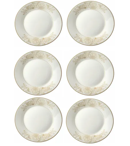 Juego de 6 Platos Hondos Blooming Roses - Roberto Cavalli