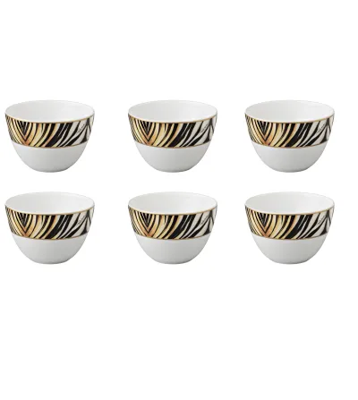 Roberto Cavalli - Set of 6 Ray of Gold Rice Bowls