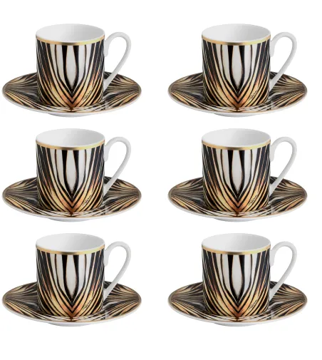 Roberto Cavalli - Set of 6 Ray of Gold Coffe Cups