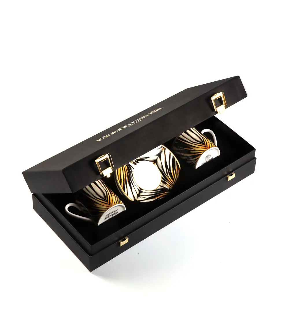 Roberto Cavalli - Luxury Box mit 2 Ray of Gold Kaffeetassen