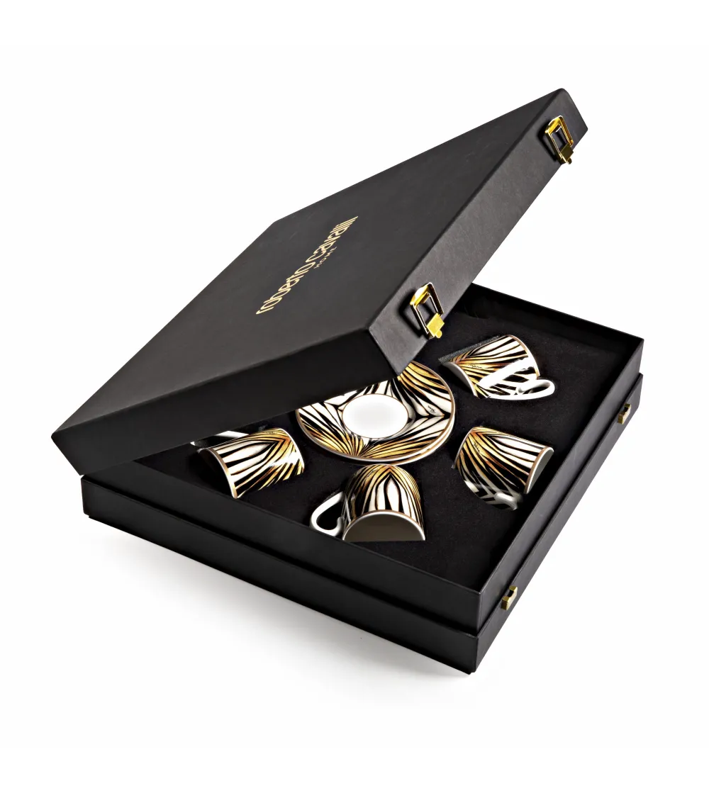 Roberto Cavalli - Luxury Box mit 6 Ray of Gold Kaffeetassen