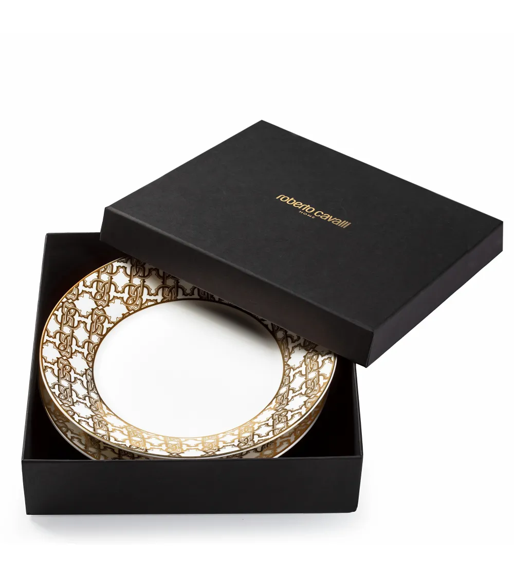 Roberto Cavalli - Monogram Gold Soup Plates Set