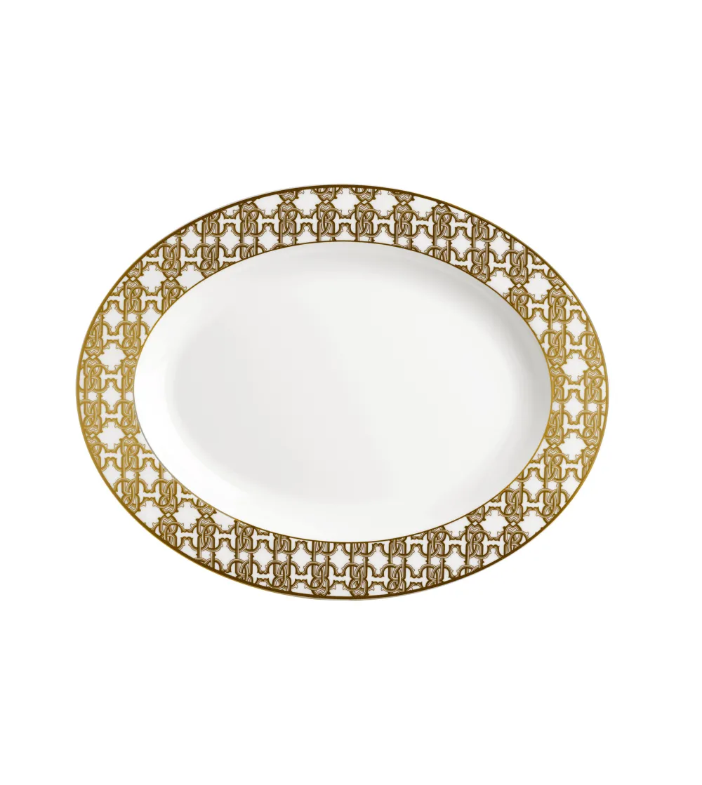 Plate Ovale Monogram Gold - Roberto Cavalli