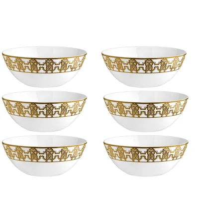 Roberto Cavalli - Set of 6 Monogram Gold Soup Bowls