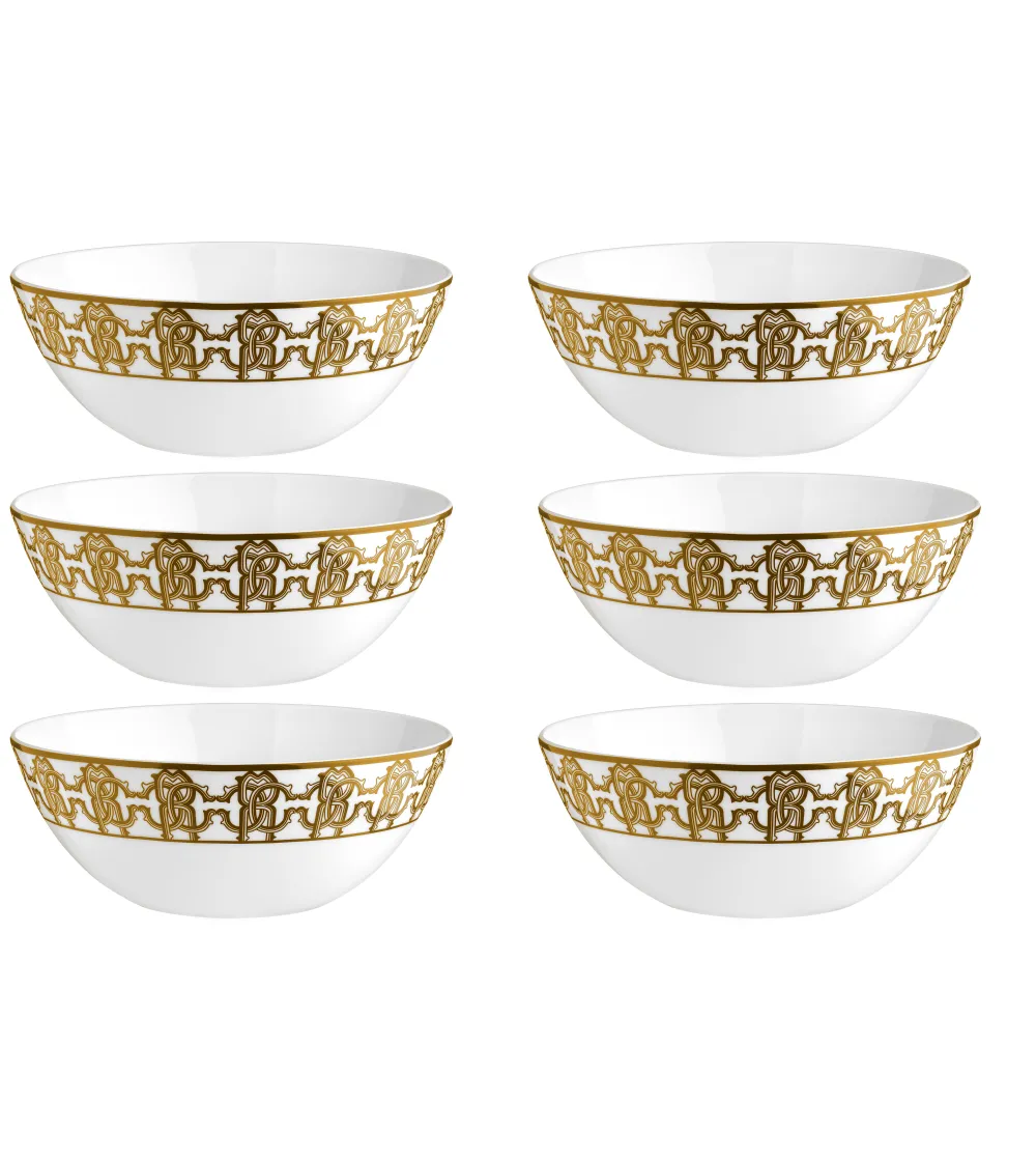 Juego de 6 Cuencos para Sopa Monogram Gold - Roberto Cavalli