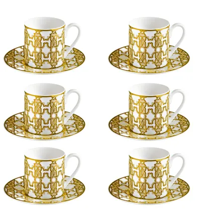 Roberto Cavalli - Set mit 6 Monogram Gold Kaffeetassen