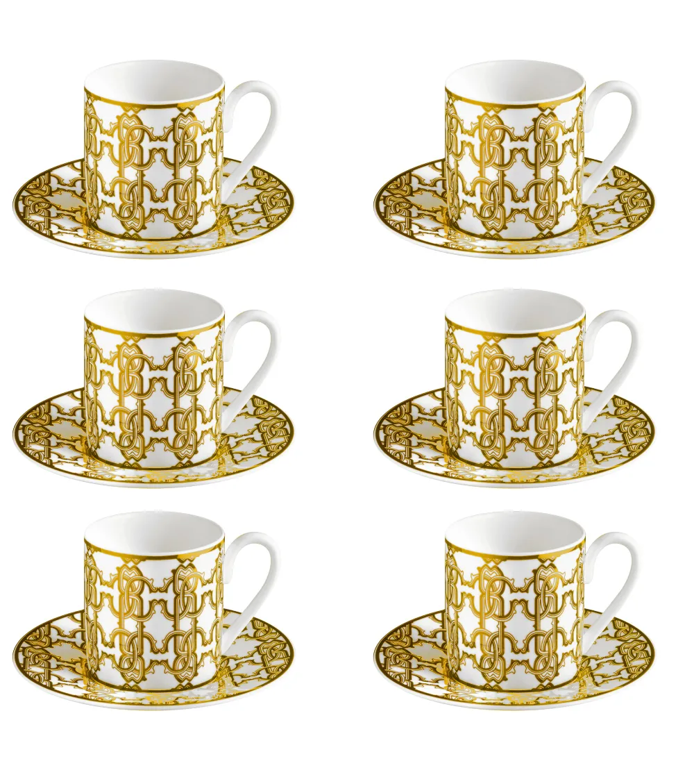 Lot de 6 Tasses à Café Monogram Gold - Roberto Cavalli