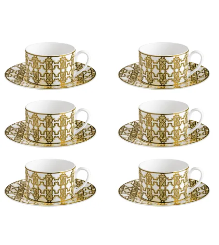 Set 6 Tazze da Tè Monogram Gold - Roberto Cavalli