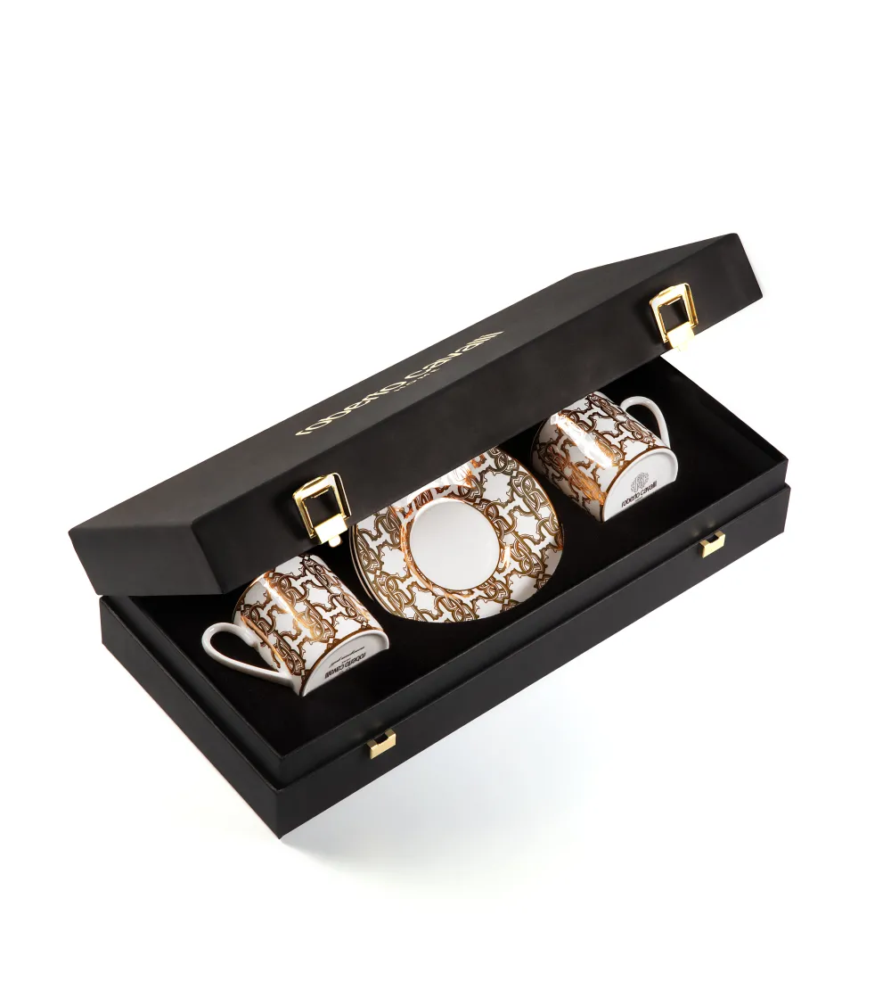 Luxury Box con 2 Tazze da Caffè Monogram Gold - Roberto Cavalli