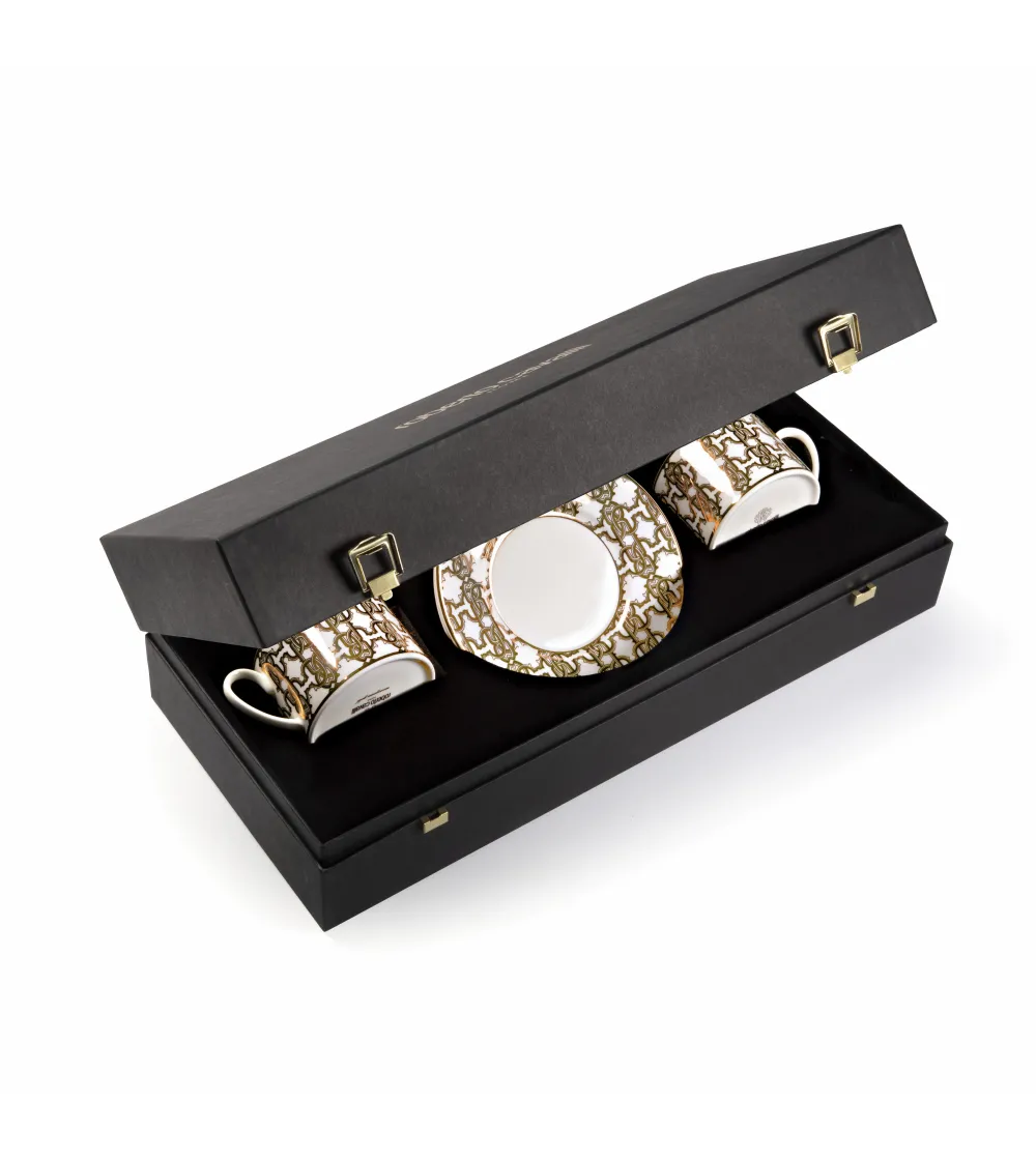 Luxury Box con 2 Tazze da Tè Monogram Gold - Roberto Cavalli