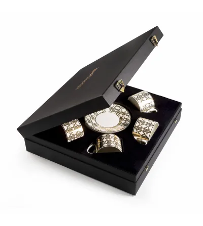 Luxury Box con 6 Tazas de Té Monogram Gold - Roberto Cavalli