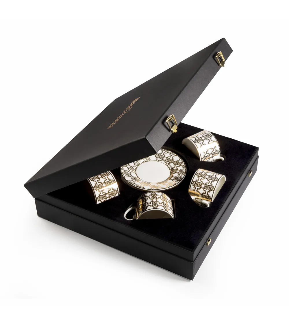 Roberto Cavalli - Luxury Box with 6 Monogram Gold Tea Cups