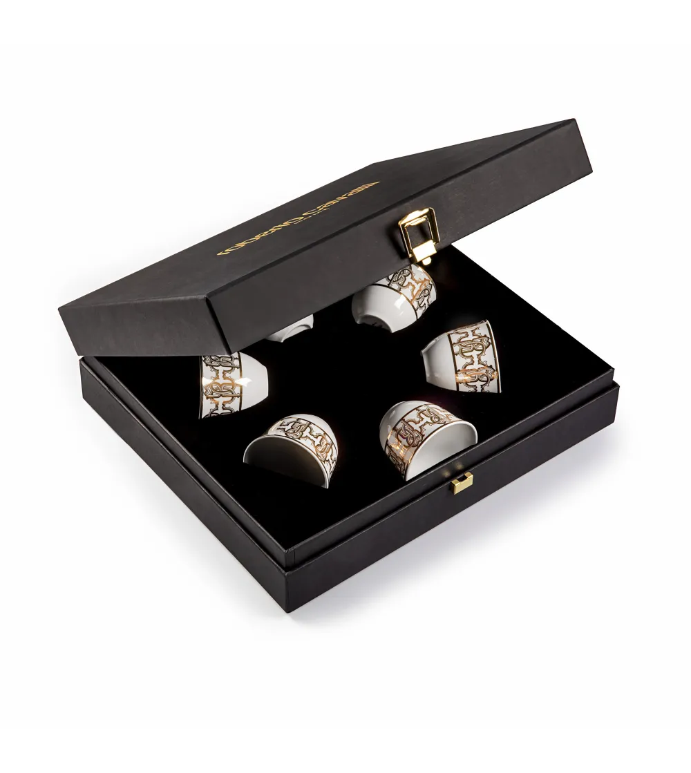 Roberto Cavalli - Luxury Box with 6 Monogram Gold Arabic Cups