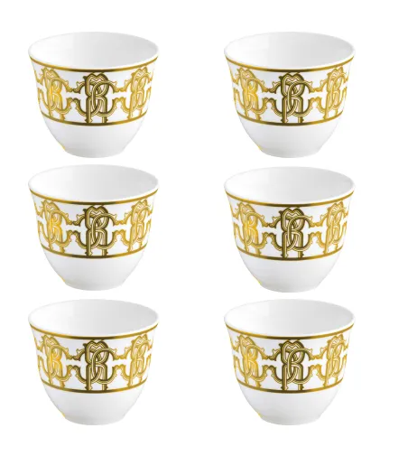 Roberto Cavalli - Luxury Box with 6 Monogram Gold Arabic Cups