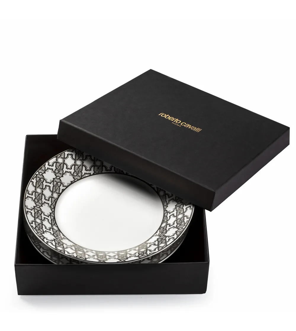 Roberto Cavalli - Monogram Black Soup Plates Set