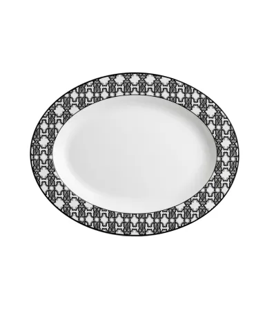 Plate Ovale Monogram Black - Roberto Cavalli