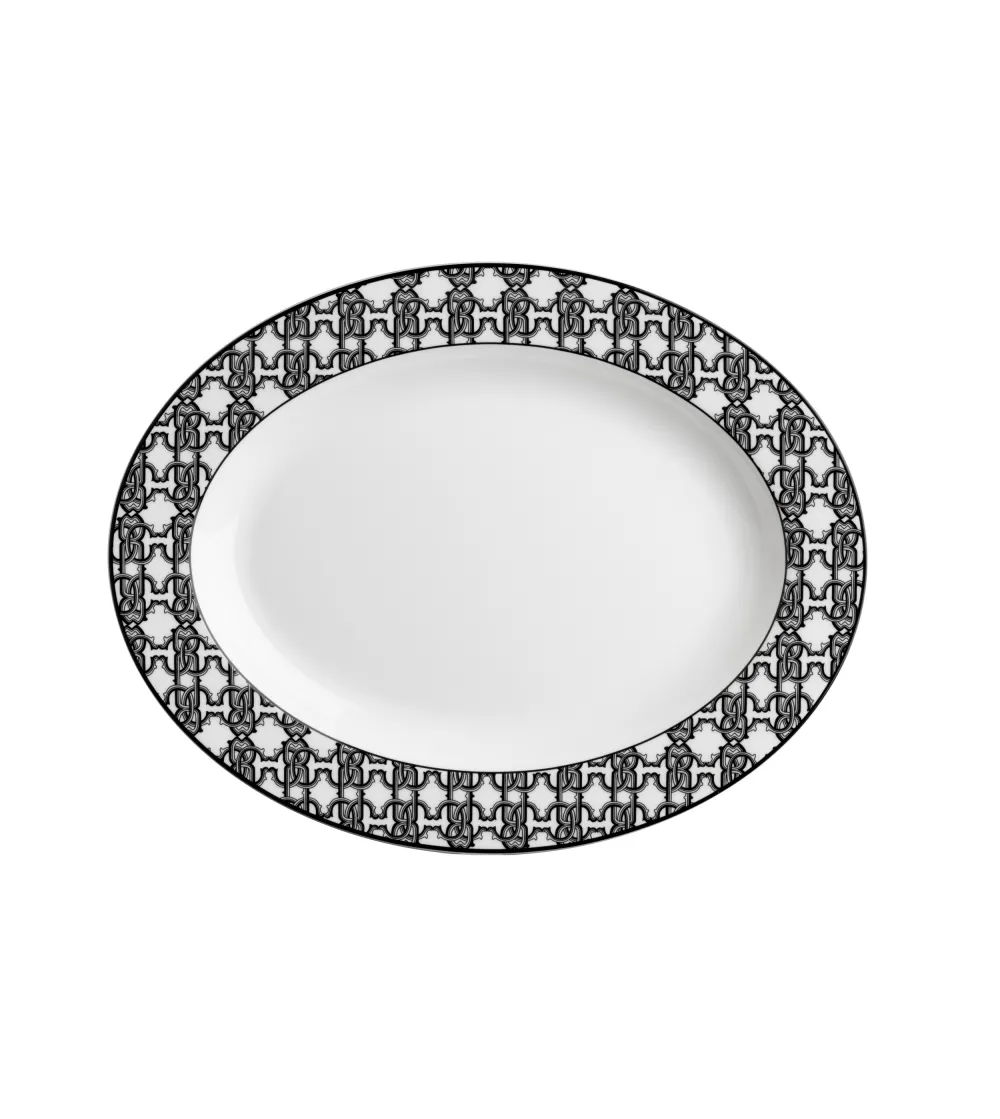 Plate Ovale Monogram Black - Roberto Cavalli