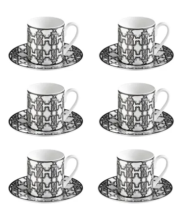 Juego de 6 Tazas de Café Monogram Black - Roberto Cavalli