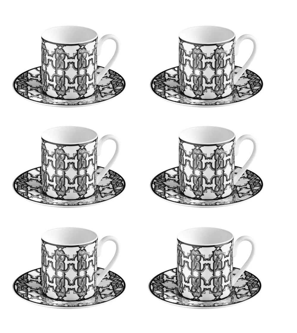Set 6 Tazze da Caffè Monogram Black - Roberto Cavalli