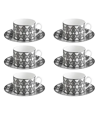 Roberto Cavalli - Set of 6 Monogram Black Tea Cups