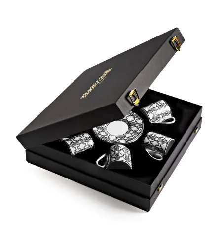 Roberto Cavalli - Luxury Box mit 6 Monogram Black Kaffeetassen