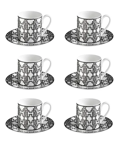 Roberto Cavalli - Luxury Box mit 6 Monogram Black Kaffeetassen