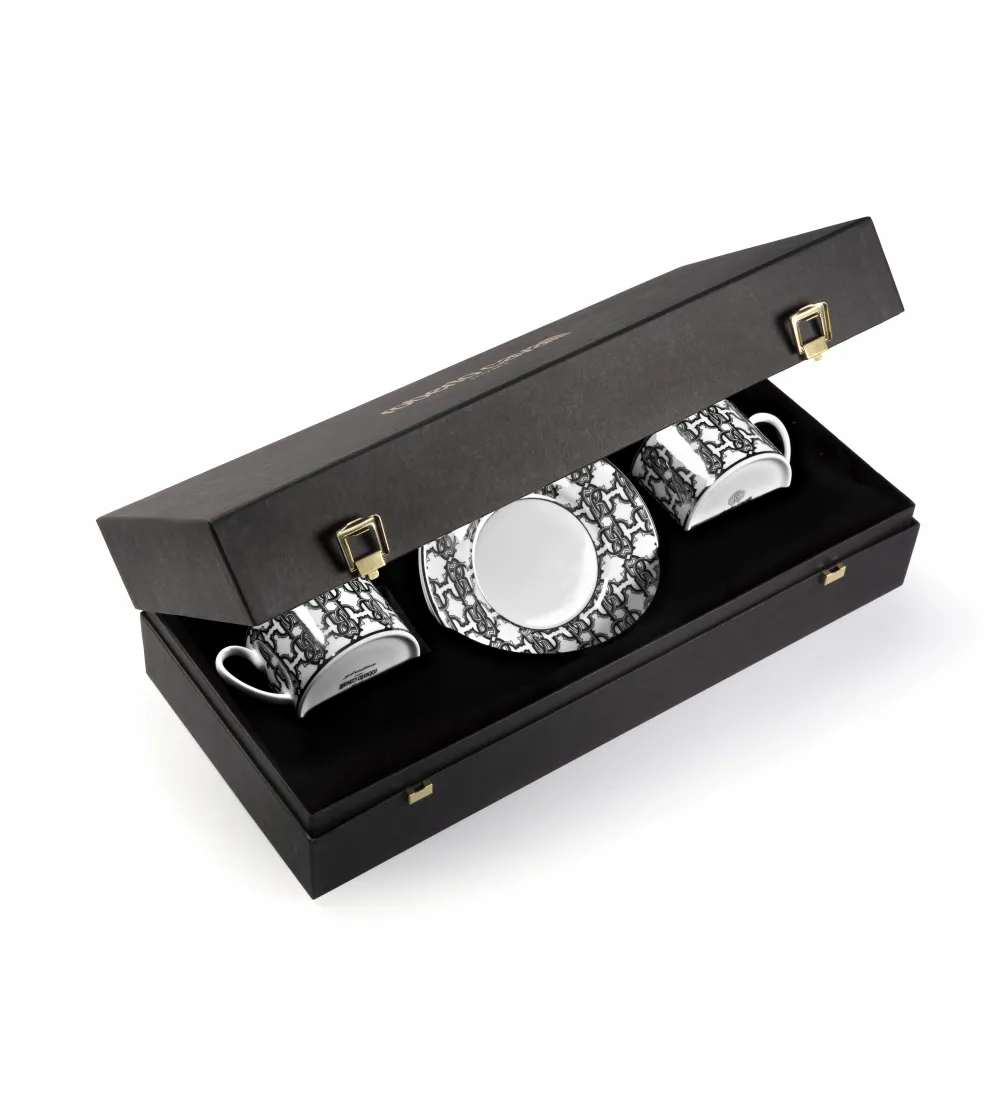 Luxury Box con 2 Tazas de Té Monogram Black - Roberto Cavalli