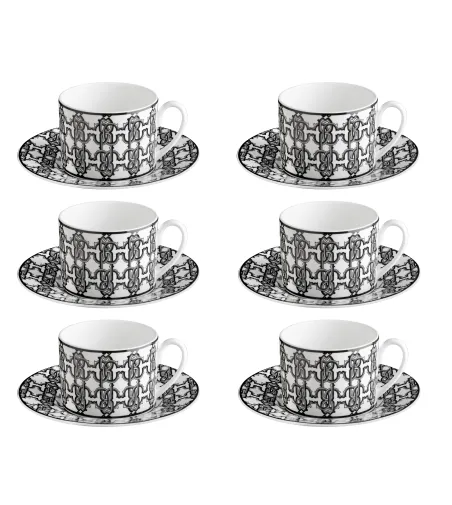 Roberto Cavalli - Luxury Box with 6 Monogram Black Tea Cups