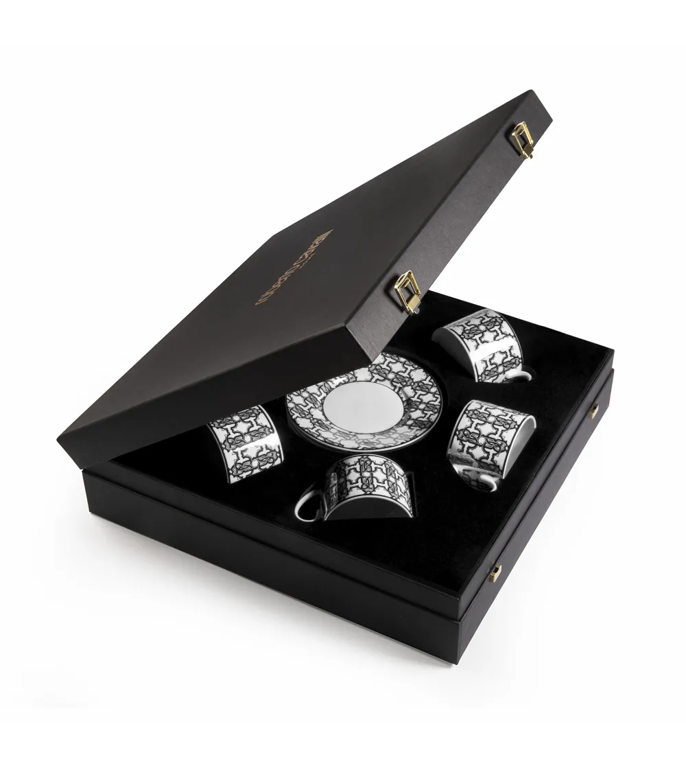 Luxury Box con 6 Tazze da Tè Monogram Black - Roberto Cavalli