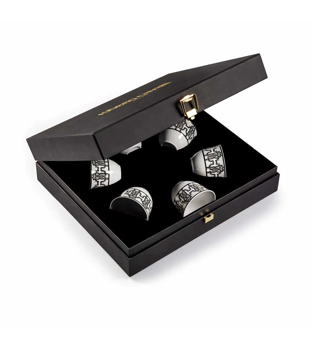 Luxury Box con 6 Tazze Arabe Monogram Black - Roberto Cavalli