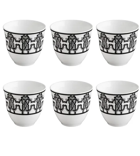 Luxury Box avec 6 Coupes Arabes Monogram Black - Roberto Cavalli